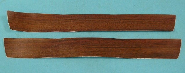 Door Panel Woodgrain, Challenger- Accurate die-cut reproduction that matches our console woodgrain (see "RM-part #'s" in our Interior-Floor section).  Note:  These woodgrain decals do NOT have the Tri-point emblem are cut out ahead of time...you must do that yourself.  (Sold as a pair)
