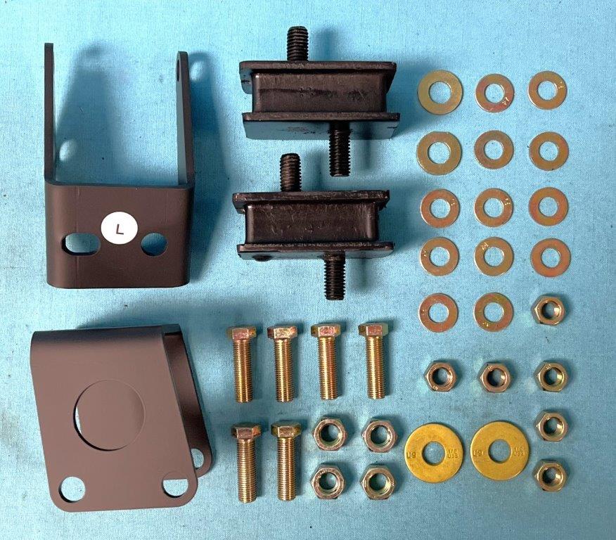 Engine Mount Conversion Kit, For those who wish for more power from their Slant 6, we now have this conversion kit.  This kit allows you 
to bolt a 273/318 directly to your K-member.  Bolts directly onto your Slant 6 k-member. 
No steering changes required on V8, but we recommend changing the steering link to V8 to allow more room for oil pan clearance.  Fits power steering and power brake cars.  Requires driver's side 273-style exhaust manifold (Casting #2465 847).  Discount exempt