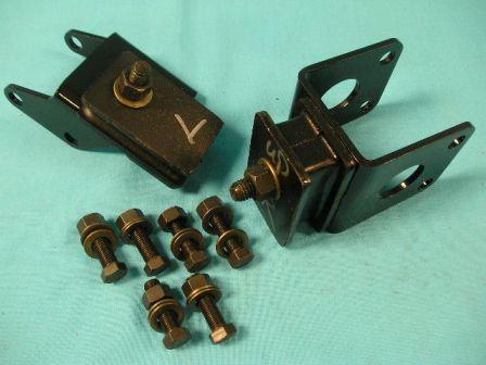 Engine Mount Conversion Kits(Small Block V8 to Big Block V8) For those of you wishing to move up to a Big Block V8 383, 400 or 440, we now have this conversion kit. This kit 
allows you to bolt up a 383, 400 or 440 directly to your Small block V8 K-member.  Fits all stock power steering 
and power brake applications.  Note:  A simple notch in the K-member will be required for oil pump clearance (illustrated instructions and template provided). The oil pan must be a low profile center sump style - standard on most passenger cars. We recommend the 66-73 C-body style - stamping #187 or #699.  The Mopar Performance oil pan may have to be dimpled for centerlink and idler arm clearance.