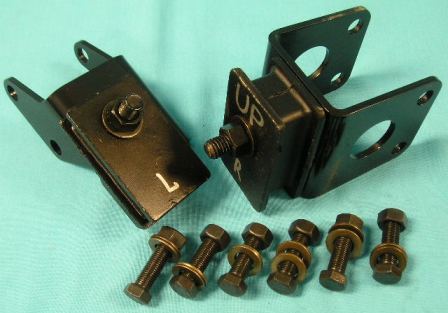 Engine Mount Conversion Kit, (Slant-6 to Small Block V8 340/360) 
For those of you wishing to move up to a Small Block V8 340/360, we now have this conversion kit.  This kit allows you to bolt up a 340/360 directly to your Slant-six K-member.  The slant-six conversion we recommend changing the steering link to a V8 style for for more clearance of a V8 oil pan.  Fits all stock  power steering and power brake applications. Note:  The oil pan must be a low profile center sump style - standard on most passenger cars.
