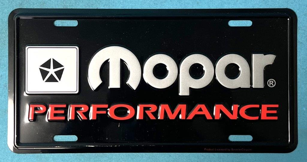 Mopar Performance (Moper white, Performance Red) on black background