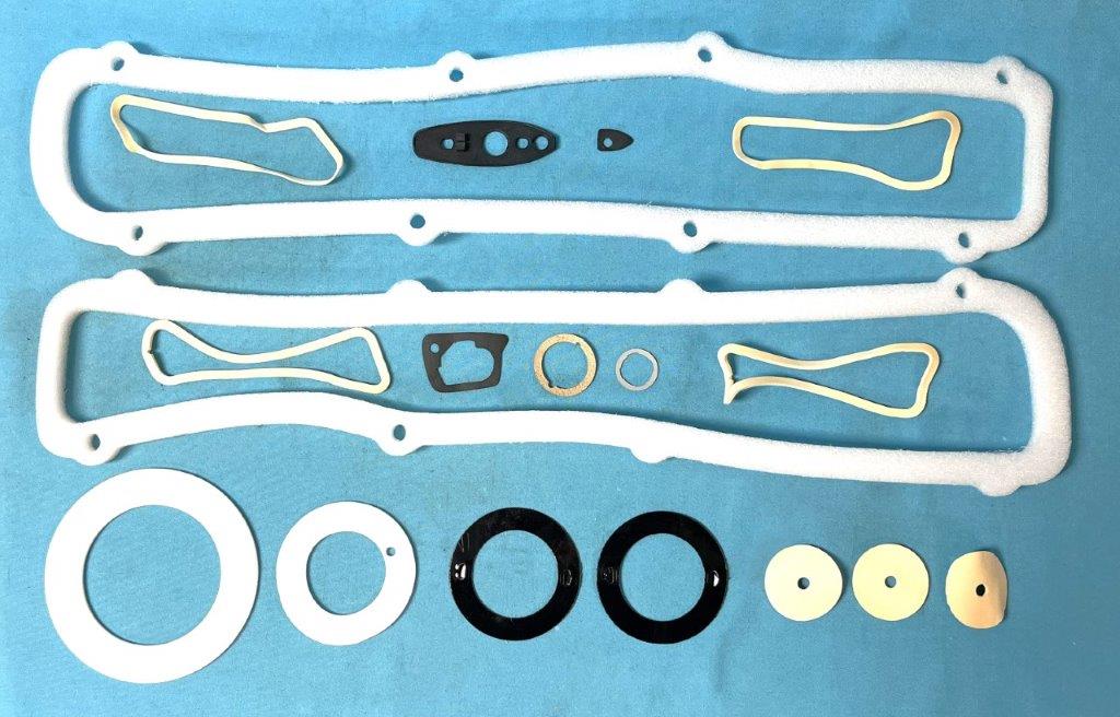 Paint seal kit Rear bump brace (4), tail light housing (2), side marker lens (4), door/trunk lock cylinder (3), door handle (2), antenna base (1), mirror gasket (1), fuel filler neck (1), and gas cap bezel to body seal (1)