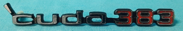 "Cuda 383" dual-scoop hood nameplate.