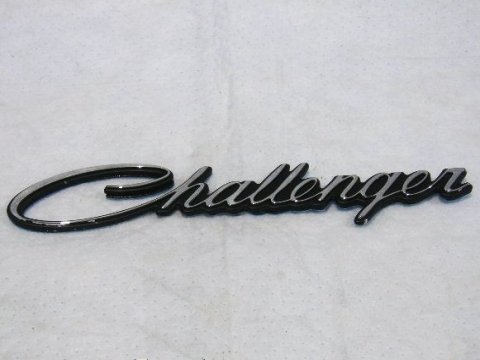 "Challenger" nameplate. Meant to be Adhesive backed. 70 Trunk, 71 Fender and Tail Panel, 72-74 Quarter Panel Emblem. PLEASE NOTE - this emblem does NOT come with adhesive backing on it - you have to choose if your gluing it on or using 3M double sided adhesive tape.  We do not supply the adhesive tape or glue as to do so would double the cost of this item with the labor costs that would be required to hand cut an adhesive tape for an emblem.