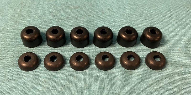 Valve Stem Seals, New heavy-duty umbrella-style seals for slant six engines. Set of 12 seals.