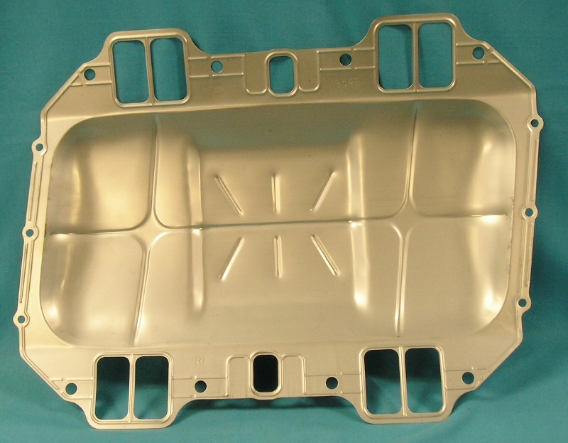 Intake gasket heat block off. Stainless steel heat block-off plate and intake gasket blocks exhaust heat from transferring to the intake manifold for a cooler, denser fuel-air mixture. for RB big block engines