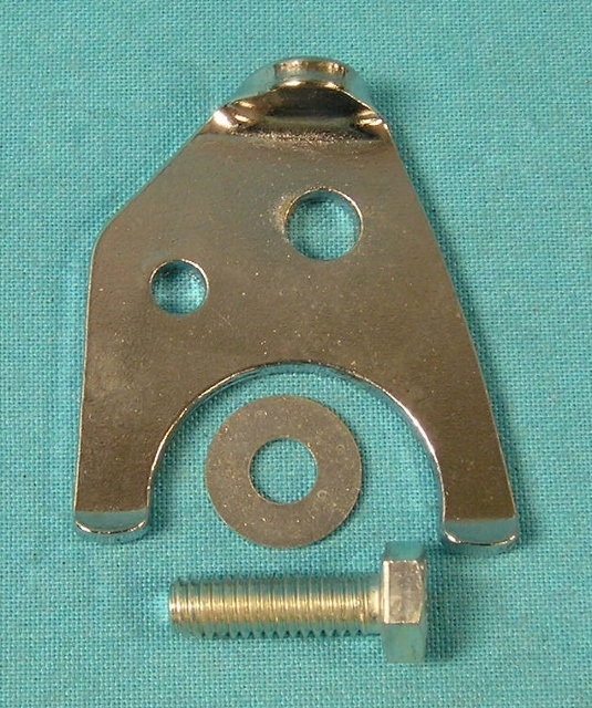 Distributer Steel (Chromed) hold-down clamp used to retain the distributor to the engine.  New Chrysler part.  Fits all 1964-89 small-block engines.
