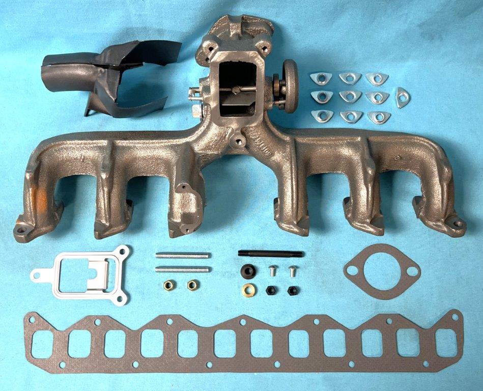 Exhaust Manifold -  Slant-Six Exhaust Manifold. New Reproduction Casting - Heat Riser Included.  This is the 1970-80 manifold that will bolt up and work fine for older models but just technically not correct for 1960-69 years by a few minor cosmetic differences....Gaskets included !!
