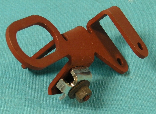 Throttle Return Spring Bracket  - 340 6-bbl engines - For both 4-speed and Automatic applications.  Comes complete with hold-down and nut - primed for engine paint