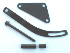 Alternator Mounting Brackets Small block LA engines. Fits aluminum water pumps with part number 3420 037. Use hose support part #HO-AX43 with this part. Fits 70 and up engines.