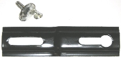 Bumper Jack Bar Retainer kit. Price EACH. Fits all Mopar EXCEPT convertibles.                    

Formed from correct gauge steel then powder coated low gloss black.  Includes zinc plated ¼”-20 wing screw to secure retainer and jack bar.