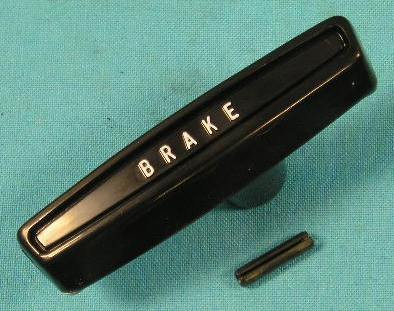 Brake handle w/pin.  Not cosmetically correct for the 1963-66 A-body cars, but will fit and function the same.