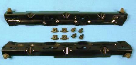 Fan Shroud Mounting hardware kit - Radiator fan shroud mounting bracket kit.  Used to mount Original steel fan shrouds to 22” radiators.  Comes with(4) powder coated brackets, (4) correct ¼-20 cage nuts for the side brackets and (8) ¼-20 x ½” hex head coni sems bolts for mounting the parts together