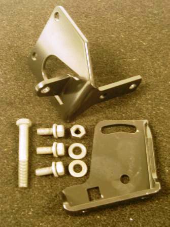 Power Steering Brackets 1964-69 Small Block LA Engine – For cast iron water pump housings and TRW or Thompson pumps.  Can be used on both A/C and non-A/C applications. Includes (3) 5/16-18 hex coni sems bolts to attach the brackets to the pump  Body and the “H” head bolt, conical washer, and nut used to mount the  Brackets to the water pump housing.  Powder Coated low gloss black For better appearance and longer life  set